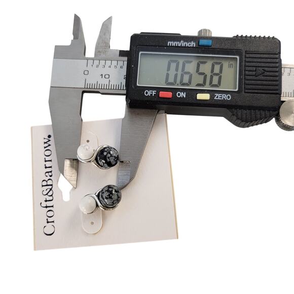 Croft & Barrow Black White Silver Faux Stone Stud Earrings Pierced Free Gift Bag - Picture 2 of 8